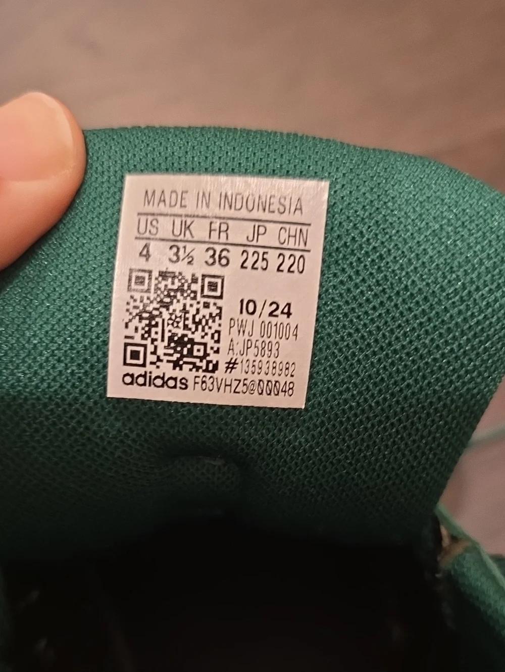 Adidas Kids  Green Suede Sneakers with White Stripes